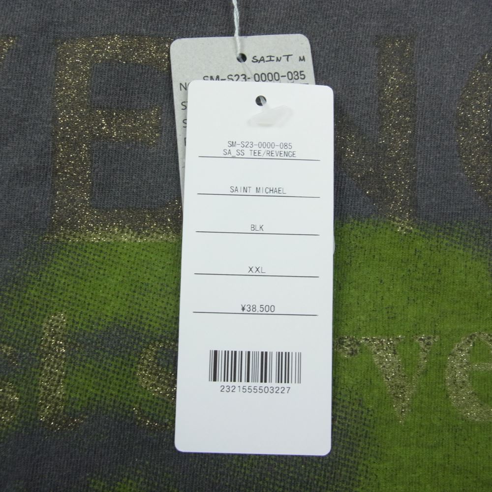SAINT MICHAEL セントマイケル 23SS SM-S23-0000-085 ×  ベルベルジン BJ_SS TEE/REVENGE リベンジ 半袖 Tシャツ ブラック系 XXL【美品】【中古】