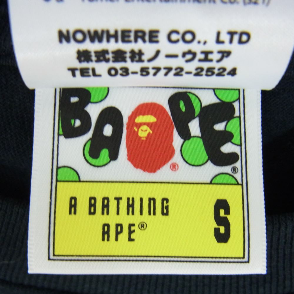 A BATHING APE アベイシングエイプ TOM AND JERRY トムとジェリー FOOTPRINTS L/S TEE プリント 長袖 Tシャツ ブラック系 S【中古】