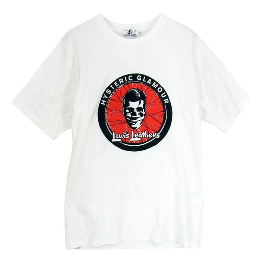 HYSTERIC GLAMOUR ヒステリックグラマー 21SS 02212CT20 × Lewis Leathers ルイスレザー サークルスカル ロッカーズ グラフィック プリント Tシャツ ホワイト系 S【中古】