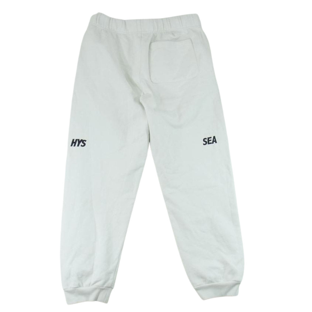 HYSTERIC GLAMOUR ヒステリックグラマー WDS-C-HYS-23-AP-Q1-19 × WIND AND SEA ロゴ スウェット パンツ ホワイト系 S【中古】