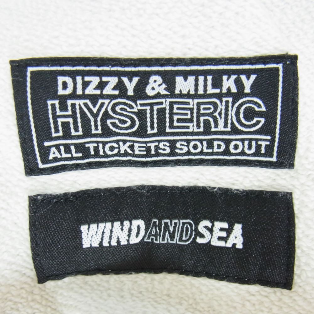 HYSTERIC GLAMOUR ヒステリックグラマー WDS-C-HYS-23-AP-Q1-19 × WIND AND SEA ロゴ スウェット パンツ ホワイト系 S【中古】