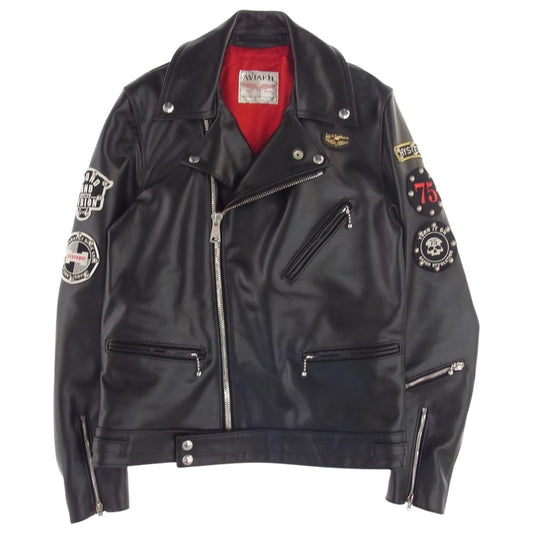 HYSTERIC GLAMOUR ヒステリックグラマー 02201LB02 × Lewis Leathers ルイスレザー  バックスカル サイクロン ダブル ライダース ジャケット ブラック系 S【美品】【中古】