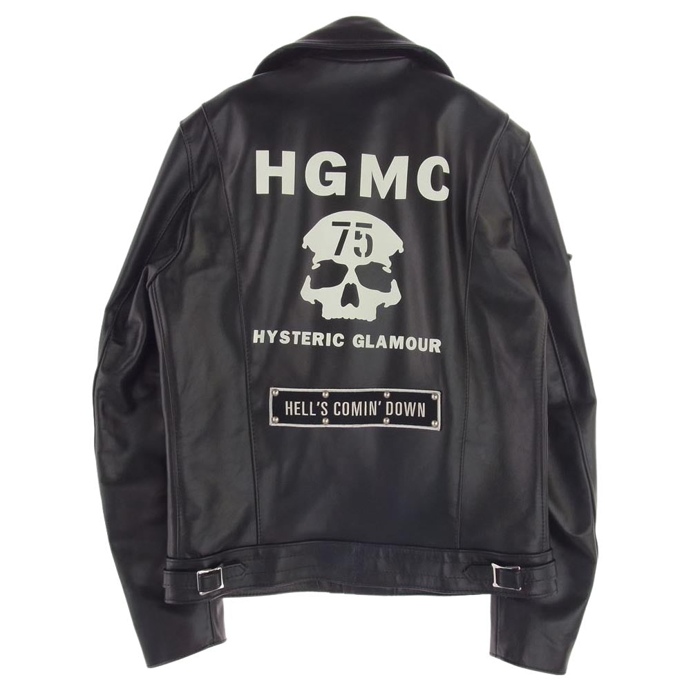 HYSTERIC GLAMOUR ヒステリックグラマー 02201LB02 × Lewis Leathers ルイスレザー  バックスカル サイクロン ダブル ライダース ジャケット ブラック系 S【美品】【中古】