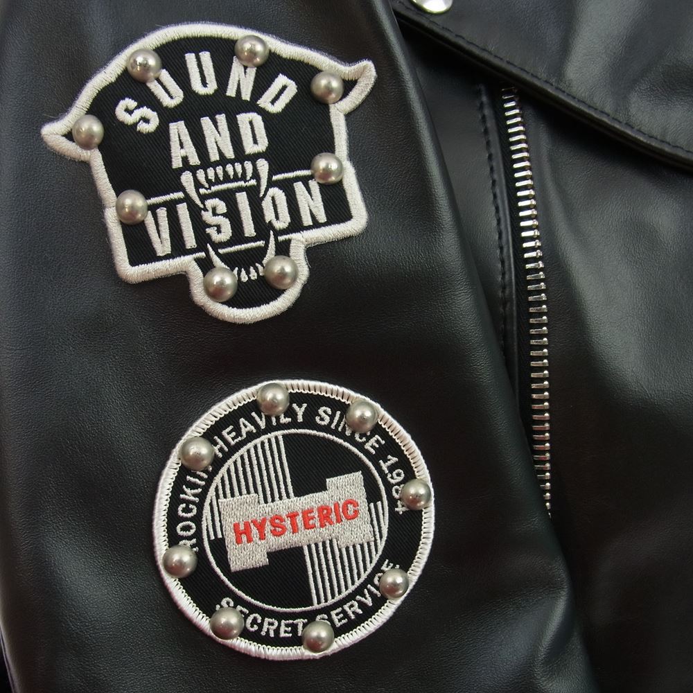 HYSTERIC GLAMOUR ヒステリックグラマー 02201LB02 × Lewis Leathers ルイスレザー  バックスカル サイクロン ダブル ライダース ジャケット ブラック系 S【美品】【中古】