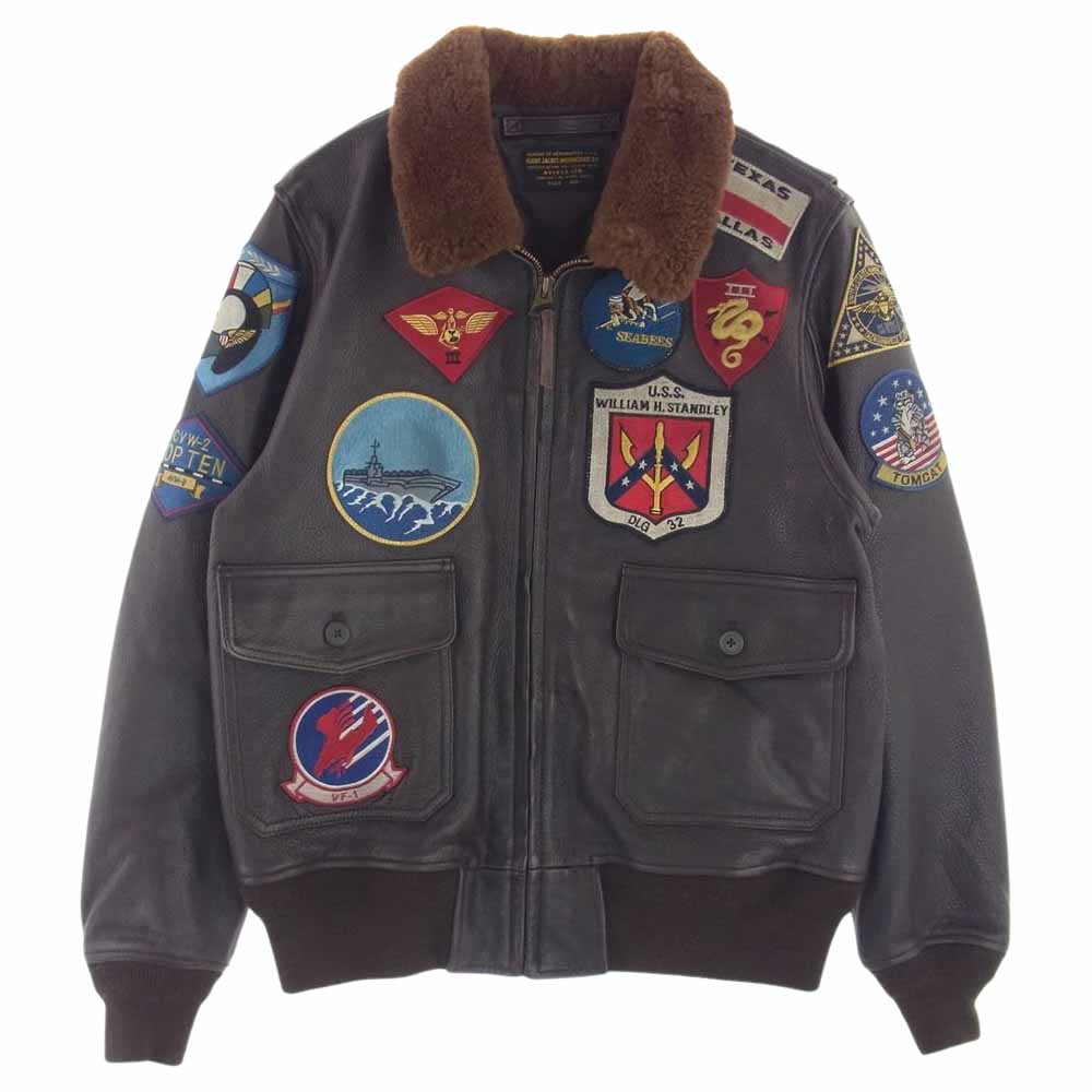 AVIREX アヴィレックス 6101063 G-1 TOP GUN GOAT ゴートスキンレザー G1 トップガン レザージャケット ミリタリー ダークブラウン系 40【中古】