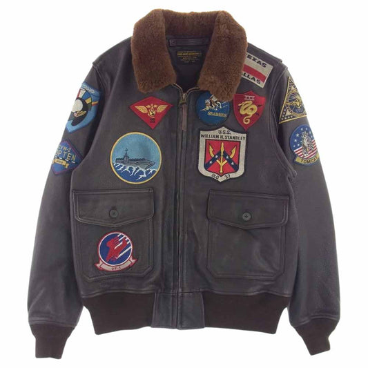 AVIREX アヴィレックス 6101063 G-1 TOP GUN GOAT ゴートスキンレザー G1 トップガン レザージャケット ミリタリー ダークブラウン系 40【中古】