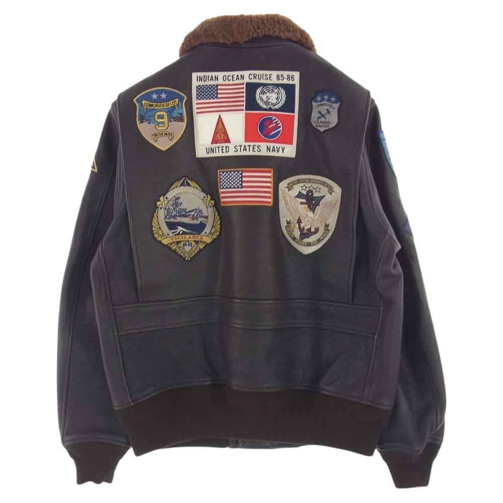 AVIREX アヴィレックス 6101063 G-1 TOP GUN GOAT ゴートスキンレザー G1 トップガン レザージャケット ミリタリー ダークブラウン系 40【中古】