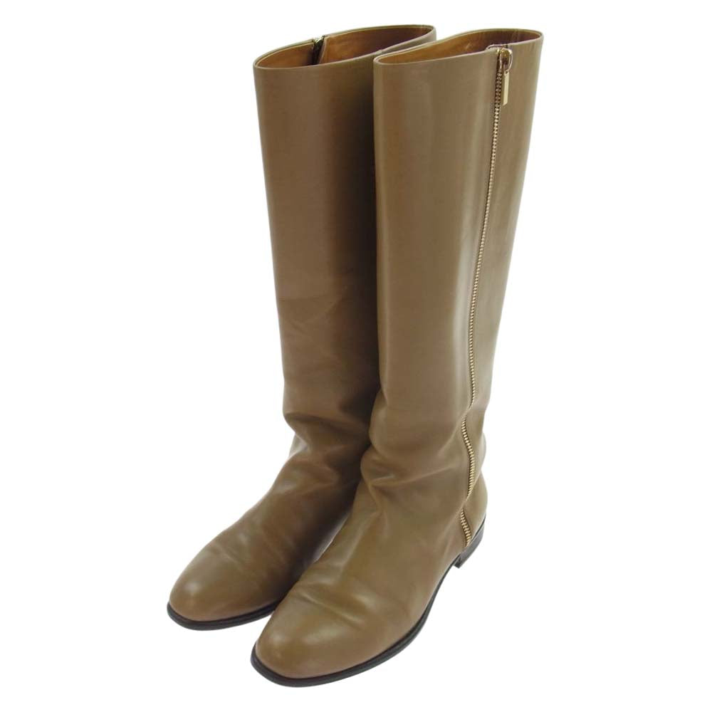 サンテ ボレッラ 7529 イタリア製 レザー ロング ブーツ ベージュ系 37【中古】