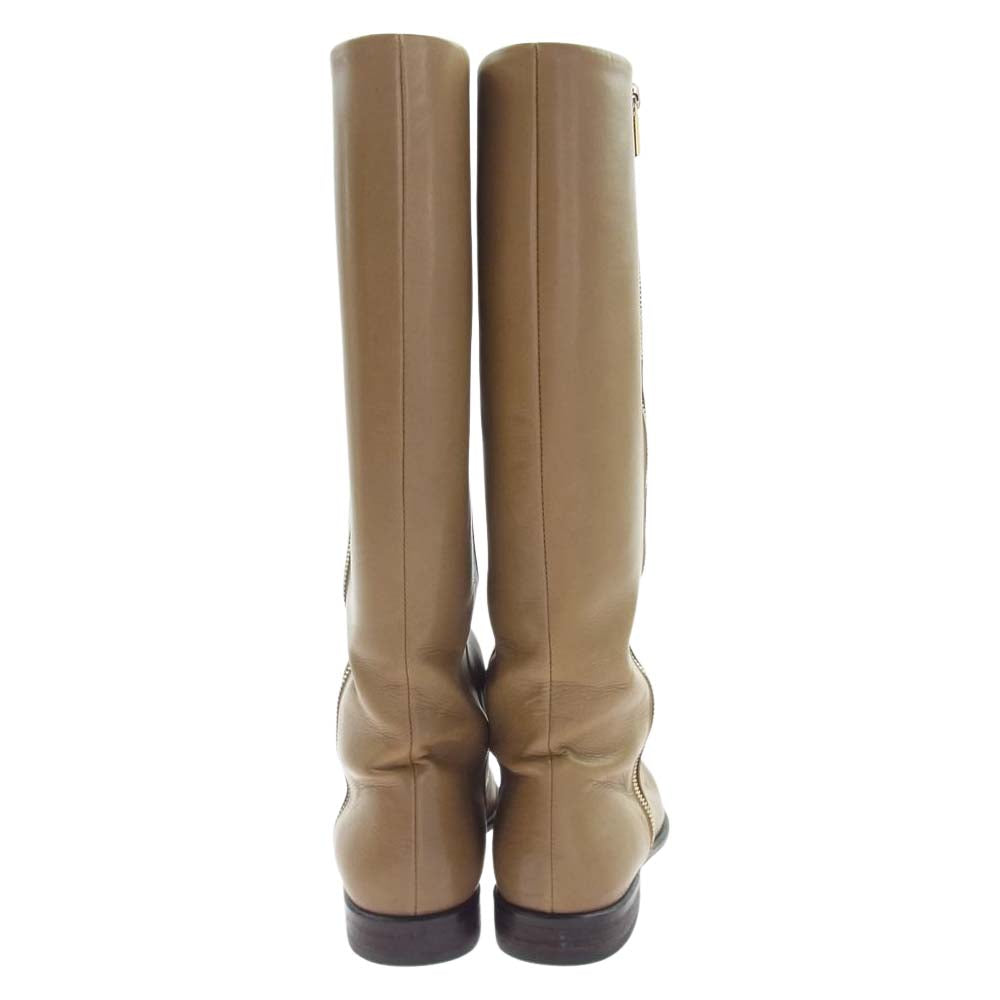 サンテ ボレッラ 7529 イタリア製 レザー ロング ブーツ ベージュ系 37【中古】