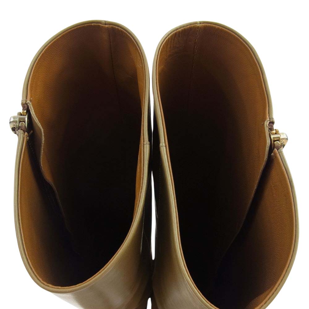 サンテ ボレッラ 7529 イタリア製 レザー ロング ブーツ ベージュ系 37【中古】