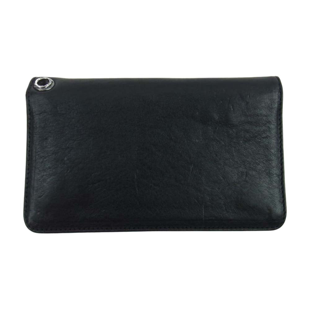 CHROME HEARTS クロムハーツ（原本無） 1ZIP 1ジップ クロスボタン レザーウォレット 財布  ブラック系【中古】