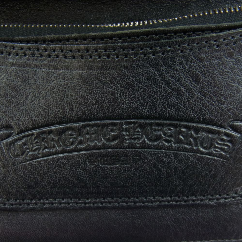 CHROME HEARTS クロムハーツ（原本無） 1ZIP 1ジップ クロスボタン レザーウォレット 財布  ブラック系【中古】