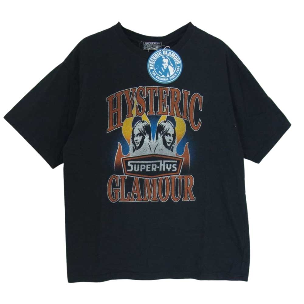 HYSTERIC GLAMOUR ヒステリックグラマー 23SS 02231CT43 FLARE WOMAN フレアウーマン ガールプリント 半袖 Tシャツ ブラック系 L【中古】