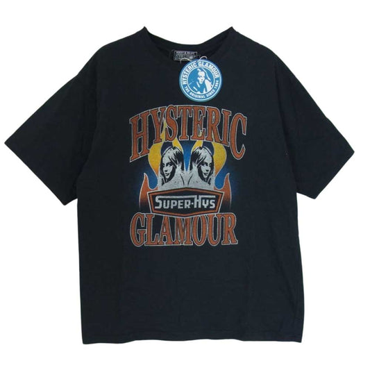 HYSTERIC GLAMOUR ヒステリックグラマー 23SS 02231CT43 FLARE WOMAN フレアウーマン ガールプリント 半袖 Tシャツ ブラック系 L【中古】