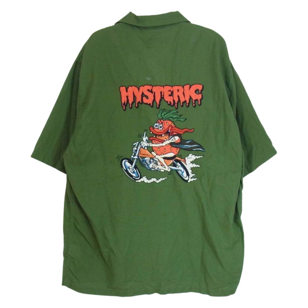 HYSTERIC GLAMOUR ヒステリックグラマー 23SS 02232AH03 STRAWBERRY RACER ストロベリーレーサー 刺繍 ユーティリティ 半袖 シャツ カーキ系 M【中古】
