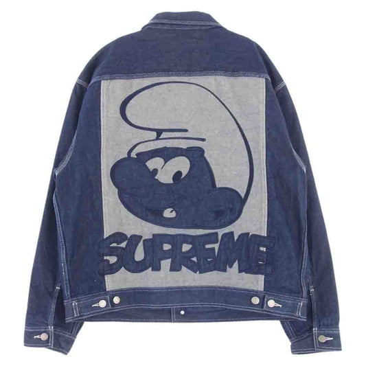 Supreme シュプリーム 20AW Smurfs Denim Trucker Jacket バック プリント スマーフ デニム トラッカー ジャケット インディゴブルー系 L【中古】
