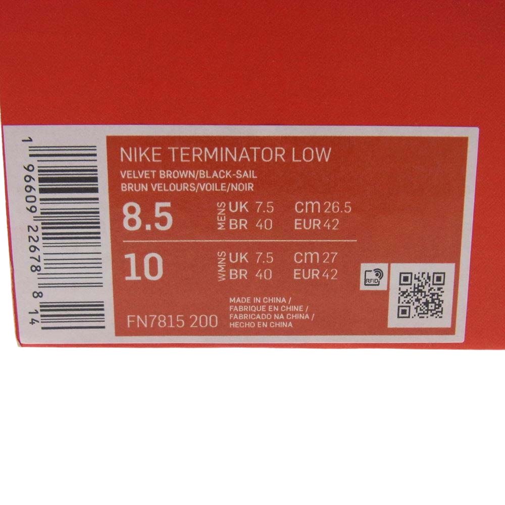NIKE ナイキ FN7815-200 Terminator Low ターミネーター ロー Velvet Brown ベルベットブラウン スニーカー ホワイト系 ブラック系 26.5cm【新古品】【未使用】【中古】