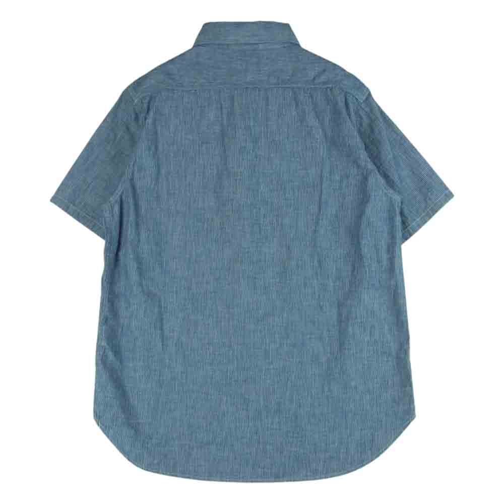 FULLCOUNT フルカウント B502122 4821 ダンガリー ストライプ 半袖 シャツ コットン 日本製 グレイッシュブルー系 36【中古】