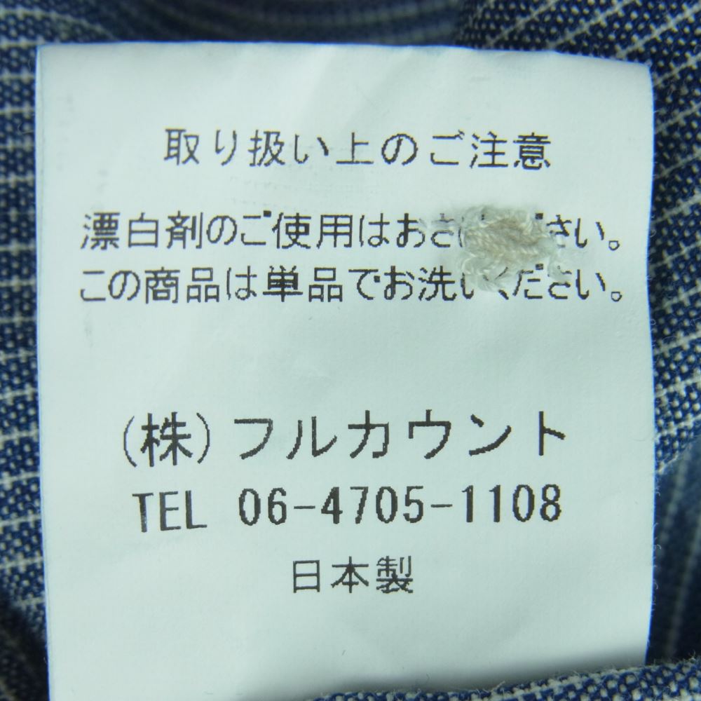 FULLCOUNT フルカウント B502122 4821 ダンガリー ストライプ 半袖 シャツ コットン 日本製 グレイッシュブルー系 36【中古】