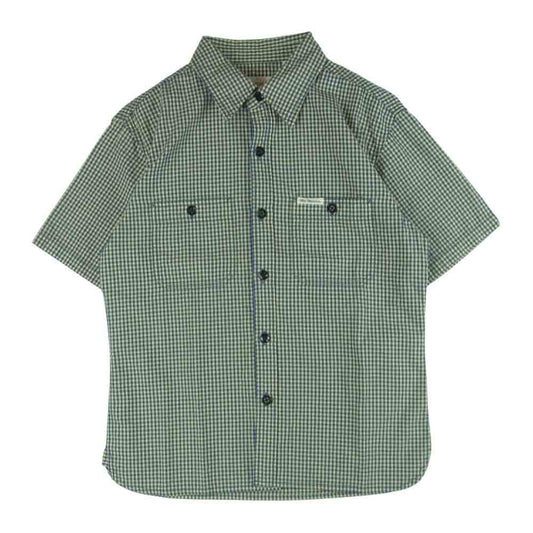 THE FLAT HEAD ザフラットヘッド ギンガムチェック 半袖 シャツ コットン 日本製 ブルー系 イエロー系 38【中古】