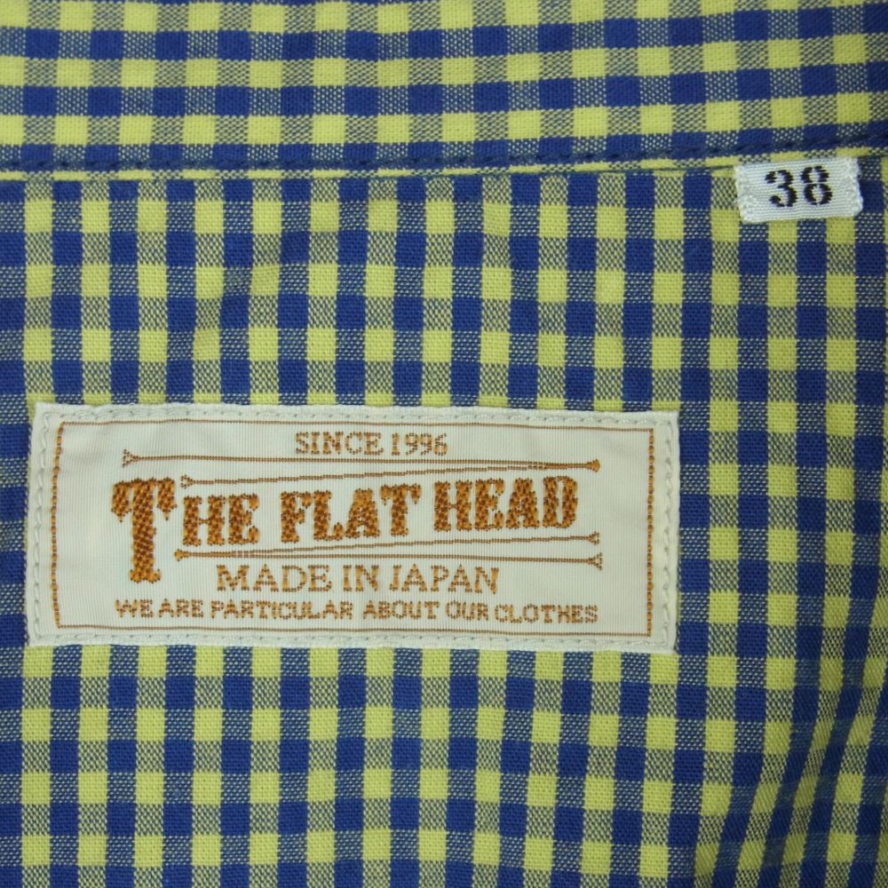 THE FLAT HEAD ザフラットヘッド ギンガムチェック 半袖 シャツ コットン 日本製 ブルー系 イエロー系 38【中古】