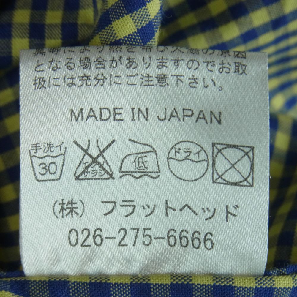 THE FLAT HEAD ザフラットヘッド ギンガムチェック 半袖 シャツ コットン 日本製 ブルー系 イエロー系 38【中古】