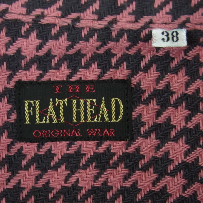 THE FLAT HEAD ザフラットヘッド 千鳥 ビッグ ハウンドトゥース 半袖 シャツ 日本製 ピンク系 ブラック系 38【中古】