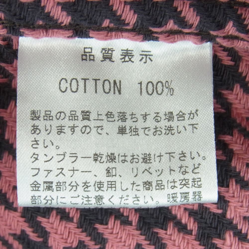 THE FLAT HEAD ザフラットヘッド 千鳥 ビッグ ハウンドトゥース 半袖 シャツ 日本製 ピンク系 ブラック系 38【中古】