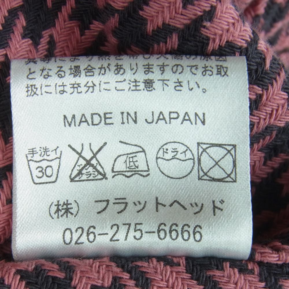 THE FLAT HEAD ザフラットヘッド 千鳥 ビッグ ハウンドトゥース 半袖 シャツ 日本製 ピンク系 ブラック系 38【中古】