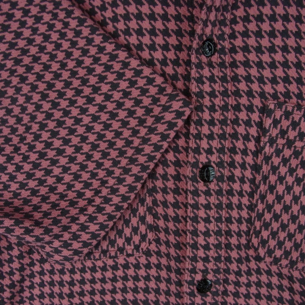 THE FLAT HEAD ザフラットヘッド 千鳥 ビッグ ハウンドトゥース 半袖 シャツ 日本製 ピンク系 ブラック系 38【中古】