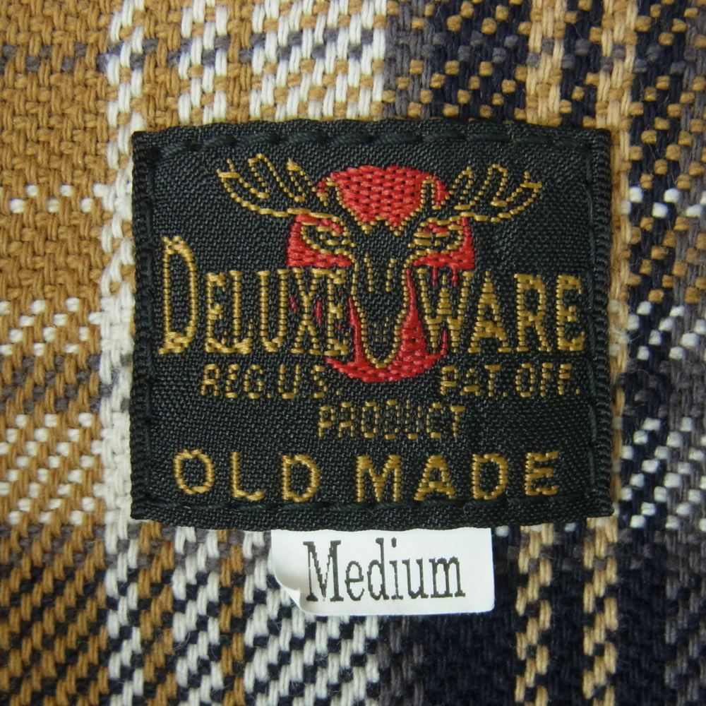 DELUXE デラックス ヘビーフランネル タータンチェック 長袖 シャツ コットン 日本製 グレー系 ブラウン系 M【中古】