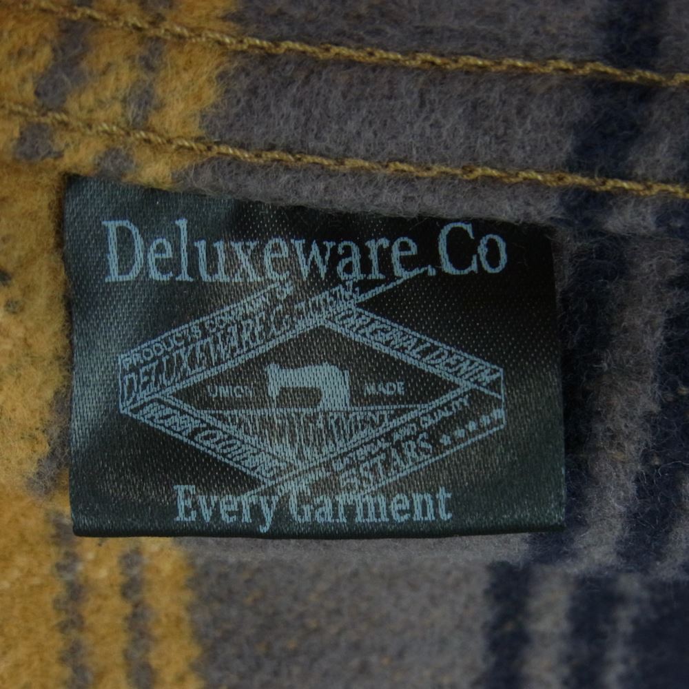 DELUXE デラックス ヘビーフランネル タータンチェック 長袖 シャツ コットン 日本製 グレー系 ブラウン系 M【中古】