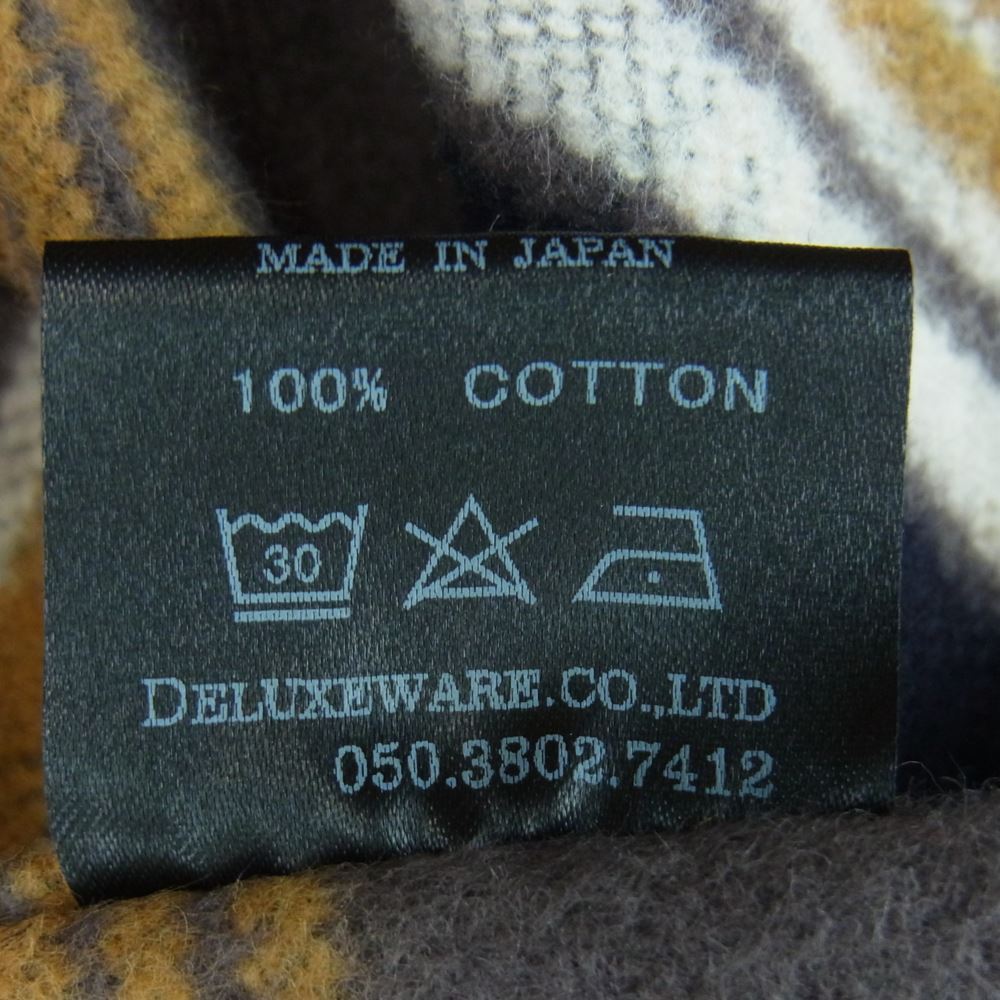 DELUXE デラックス ヘビーフランネル タータンチェック 長袖 シャツ コットン 日本製 グレー系 ブラウン系 M【中古】