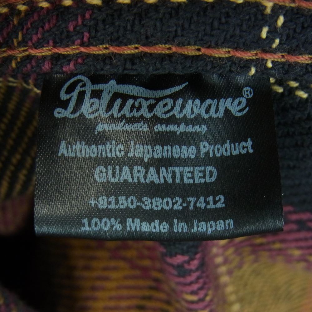 DELUXE デラックス ヘビーフランネル タータンチェック 長袖 シャツ コットン 日本製 ブラウン系 黄土色系 M【中古】