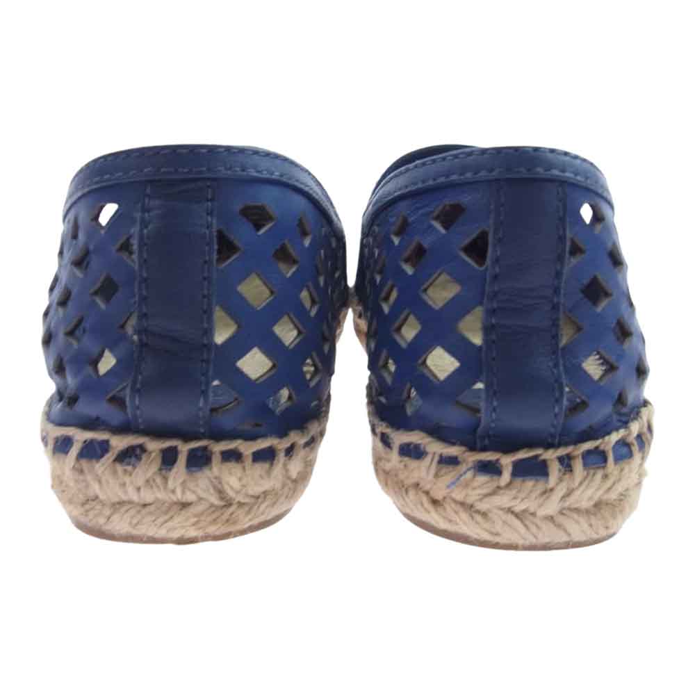 Tory Burch トリーバーチ THATCHED PERF LOGO ESPADRILLE-SILKY VEG スニーカー サンダル シューズ ブルー系 8【中古】