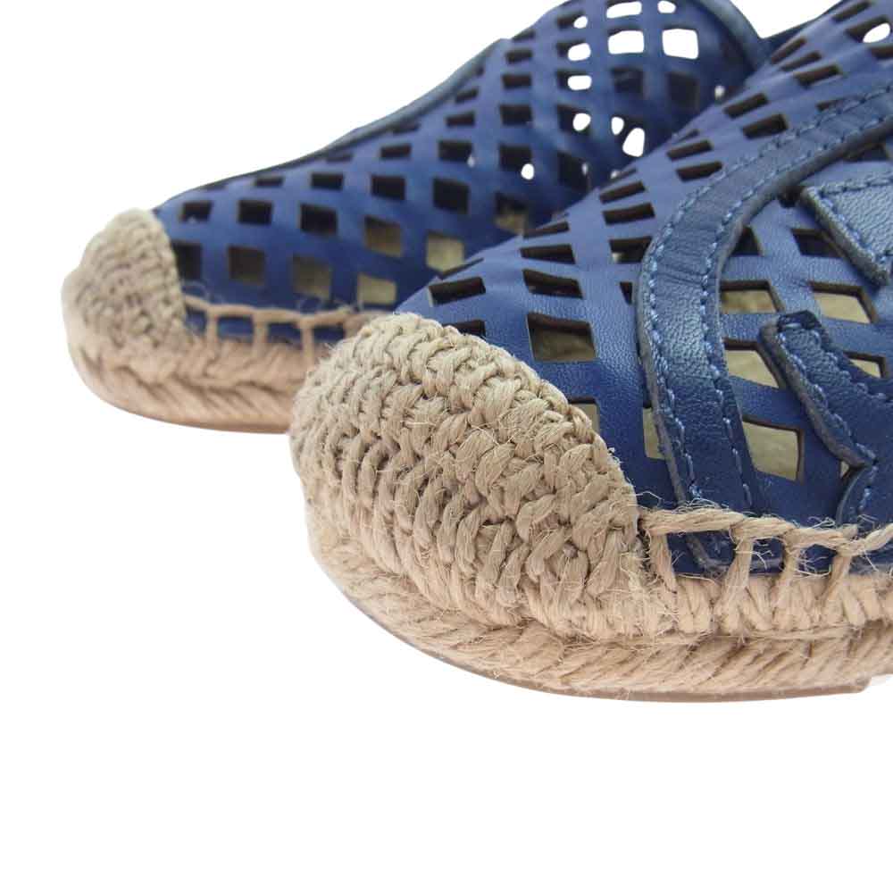Tory Burch トリーバーチ THATCHED PERF LOGO ESPADRILLE-SILKY VEG スニーカー サンダル シューズ ブルー系 8【中古】