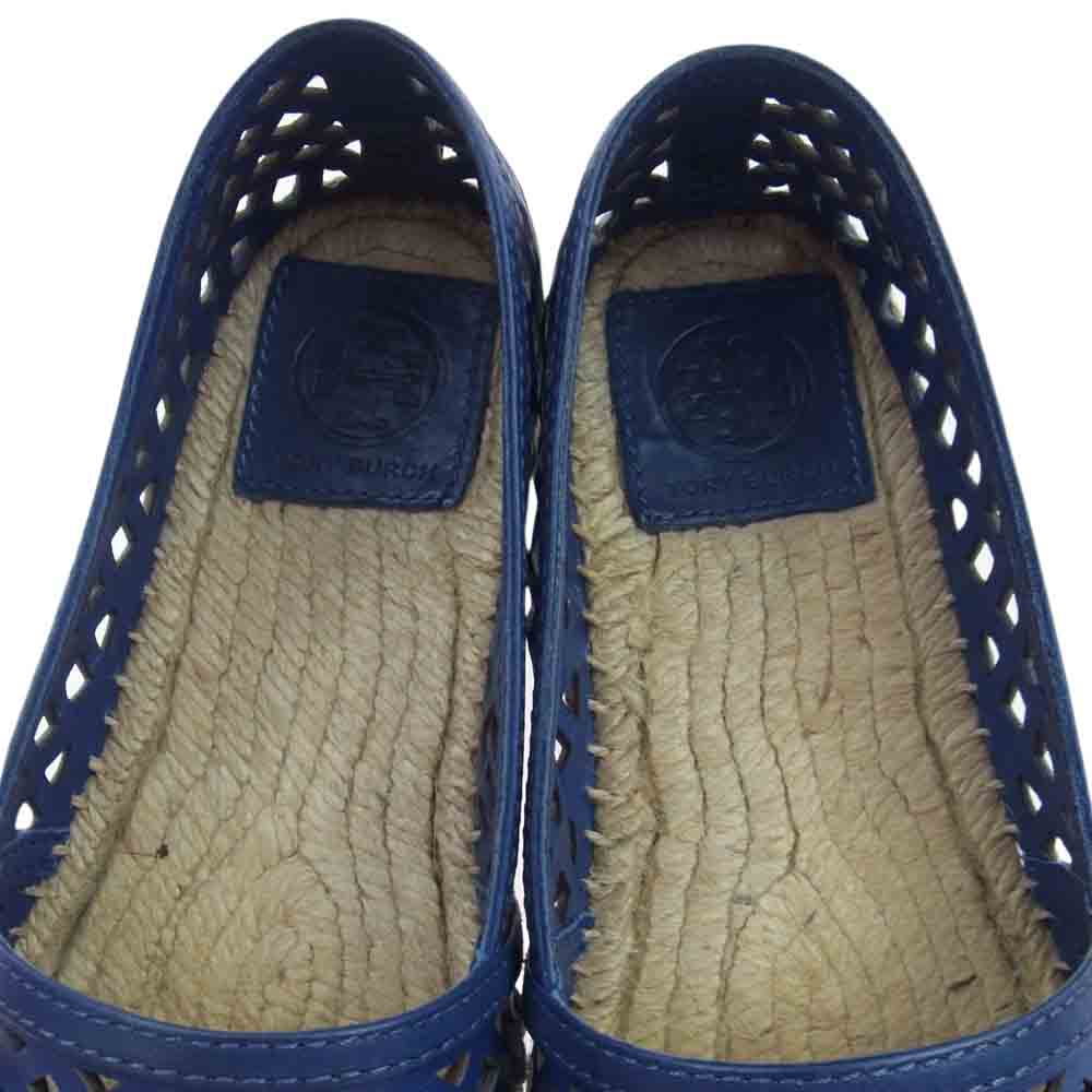 Tory Burch トリーバーチ THATCHED PERF LOGO ESPADRILLE-SILKY VEG スニーカー サンダル シューズ ブルー系 8【中古】