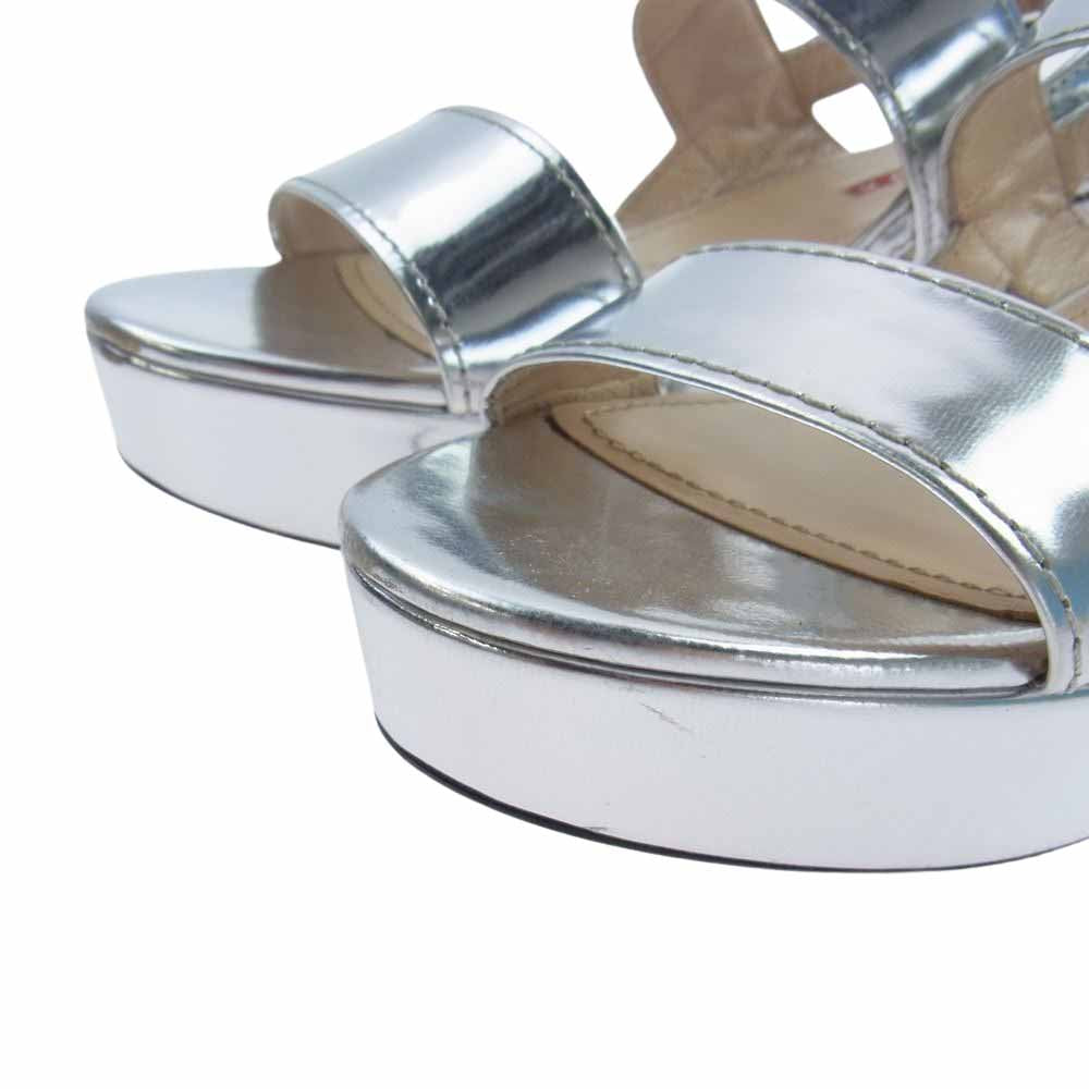 PRADA プラダ 3XP066 レザー ヒール サンダル シルバー シルバー系 39【中古】