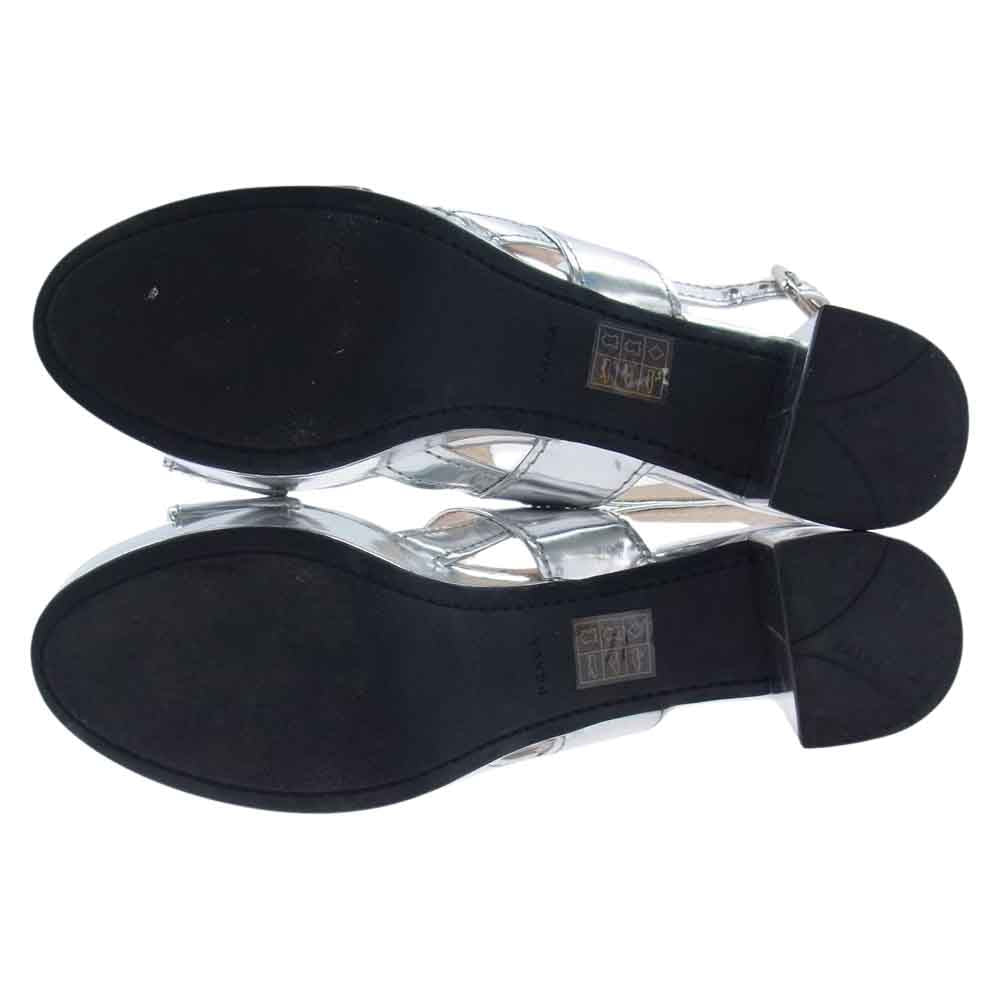 PRADA プラダ 3XP066 レザー ヒール サンダル シルバー シルバー系 39【中古】