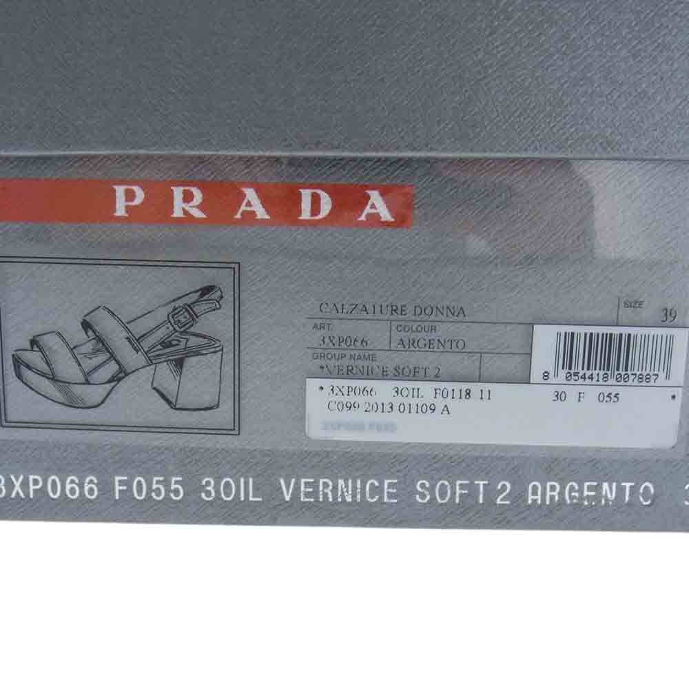 PRADA プラダ 3XP066 レザー ヒール サンダル シルバー シルバー系 39【中古】