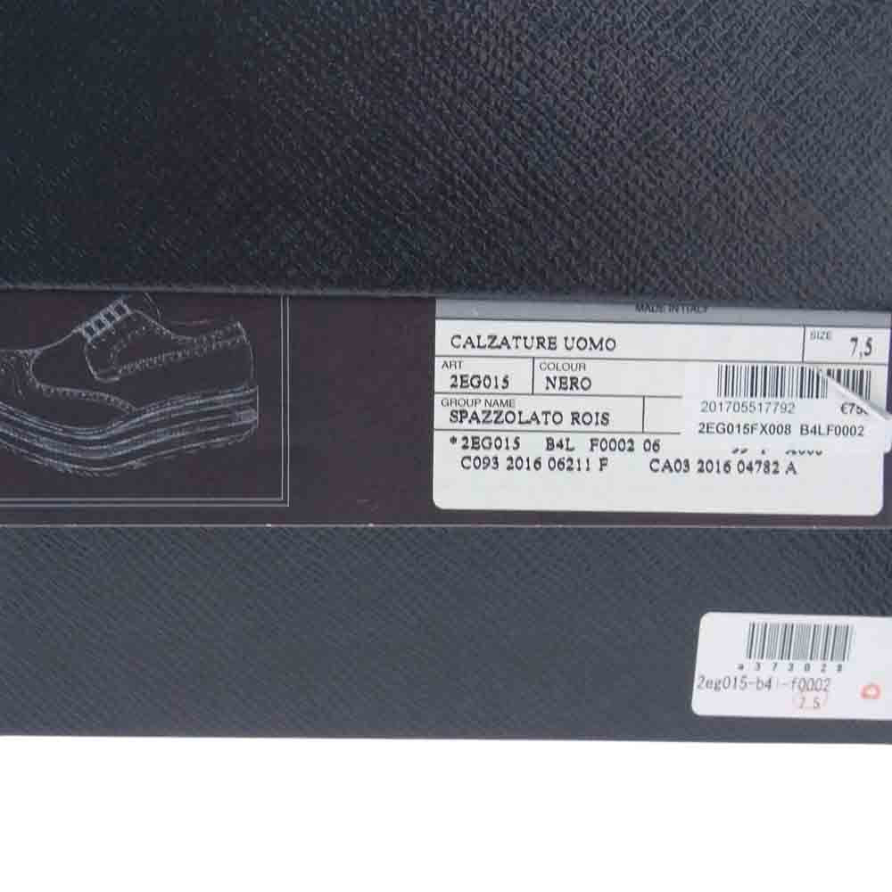 PRADA プラダ 2EG015 ウィングチップ ドレス シューズ 革靴 ブラック系 7.5【極上美品】【中古】