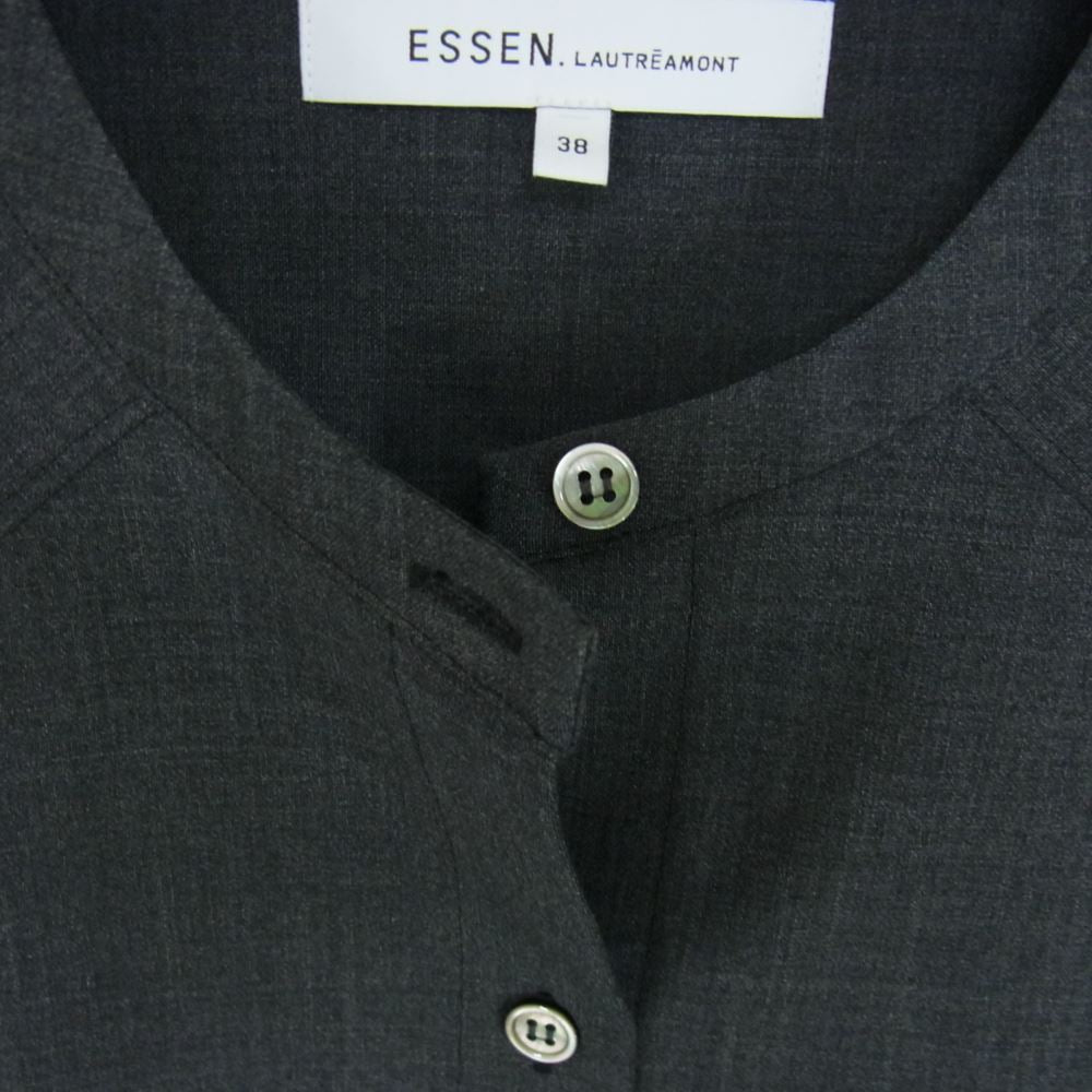 エッセン ロートレアモン タックスリーブ ノーカラー シャツ グレー系 38【中古】