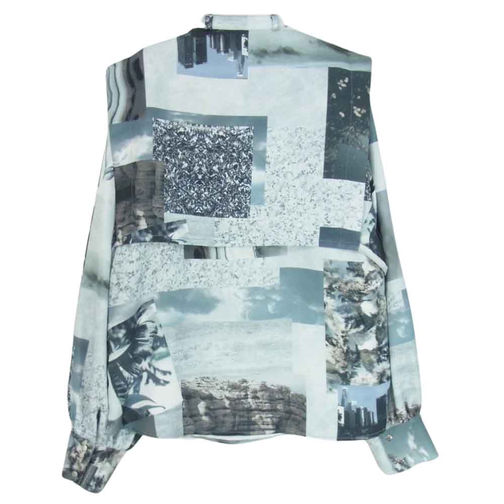 ユナイテッドトーキョー 500530022 フォトコラージュ ブラウス 総柄 長袖 シャツ グレー系 O【新古品】【未使用】【中古】
