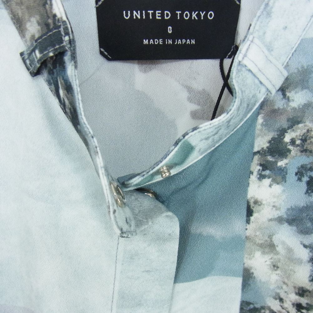 ユナイテッドトーキョー 500530022 フォトコラージュ ブラウス 総柄 長袖 シャツ グレー系 O【新古品】【未使用】【中古】