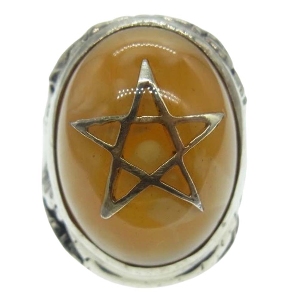 ALEX STREETER アレックスストリーター ギャランティ付属 2017年限定 ANGEL HEART RING エンジェルハートリング パウダー バルティック アンバー スモールスター リング シルバー系 イエロー系 15号【中古】