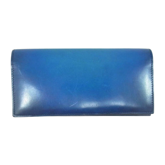 ユハク YVE110 Veratula カーフスキン レザー ロング ウォレット ブルー系【中古】