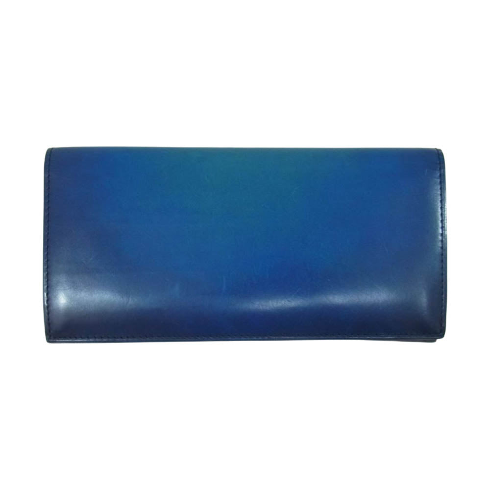 ユハク YVE110 Veratula カーフスキン レザー ロング ウォレット ブルー系【中古】
