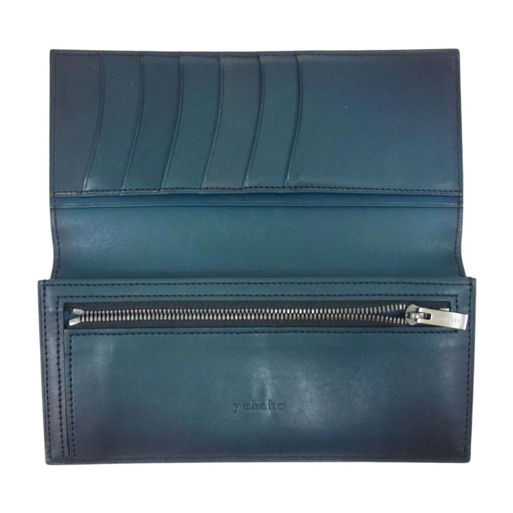 ユハク YVE110 Veratula カーフスキン レザー ロング ウォレット ブルー系【中古】