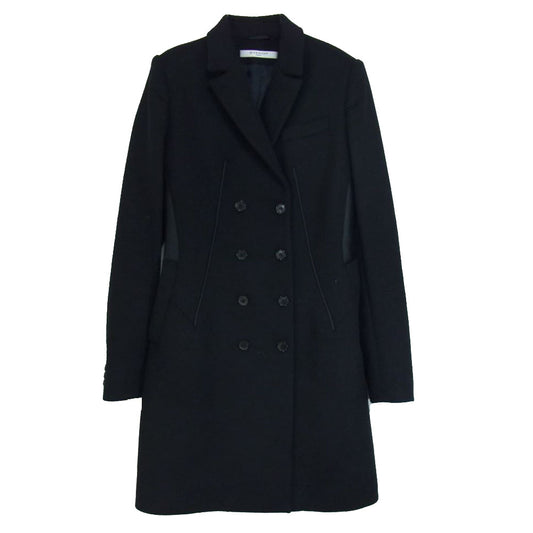 GIVENCHY ジバンシィ 12A 0108 110 ダブルブレスト パイピング カシミヤ混 ウール ロングコート ブラック系 38【中古】