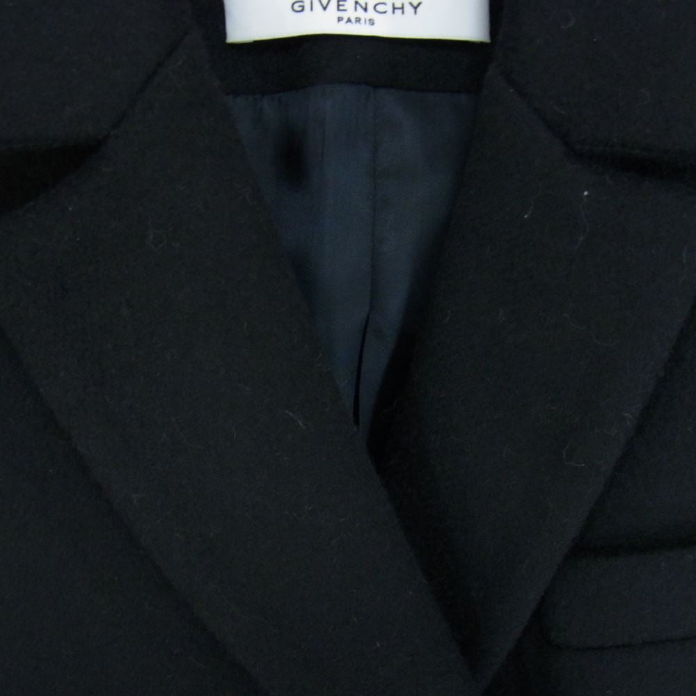 GIVENCHY ジバンシィ 12A 0108 110 ダブルブレスト パイピング カシミヤ混 ウール ロングコート ブラック系 38【中古】